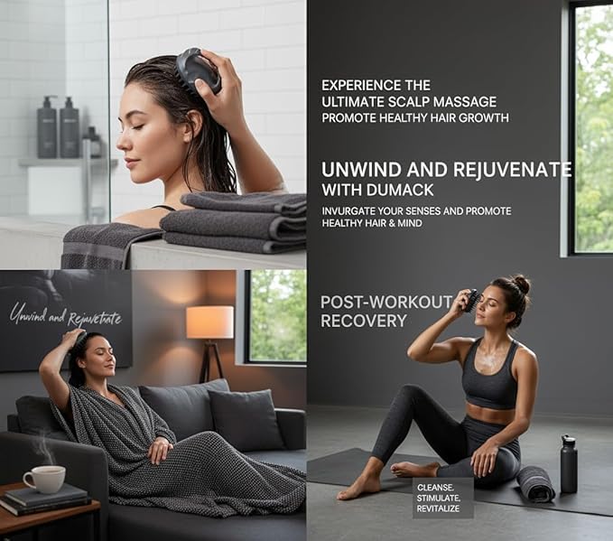 Dunnock Manual Scalp Massager & Shampoo Brush (Black) Ã¢ÂÂ Designed to give You a Salon-Like Scalp Treatment at Home Turn Every Wash Dandruff Comb Into a Spa Experience Silicone Hair Shampoo Brush.