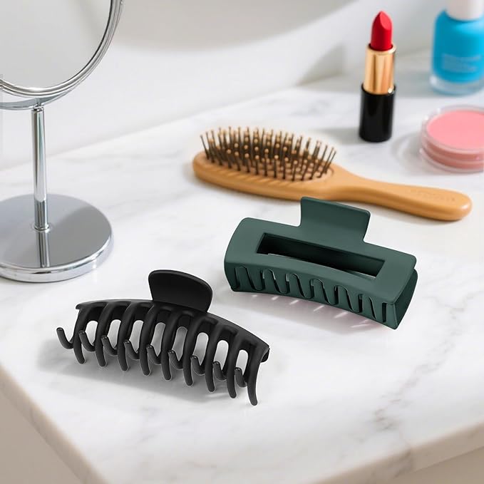TOCESS 8 Pack Big Hair Claw Clips for Women Large Claw Clip for Thin Thick Curly Hair 90's Strong Hold 4.33 Inch Nonslip Neutral Matte Hair Clips