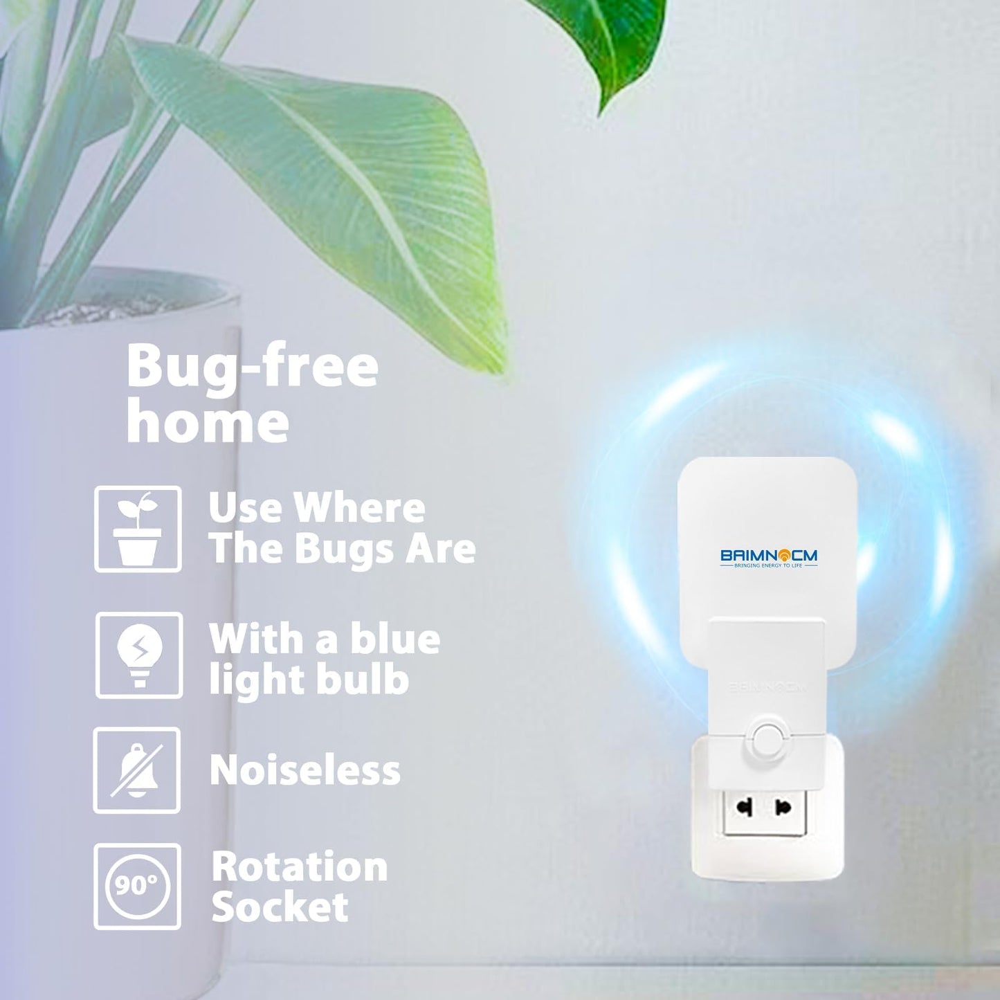 Blue Light Bug Catcher Indoor Plug in, Gnat Traps for House, Indoor Fly Trap for Fruit Fly, Moth and Mosquito, Flying Insect Catcher, 4 Device+8 Refills