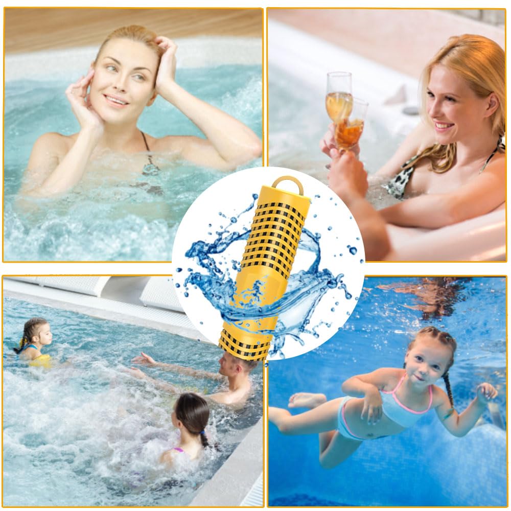 Joepoe SPA Mineral Stick, Hot Tub Stick with 4 Months Lifetime Universal for Hot Tub & Pool, Spa Mineral Cartridge Keeps Water Crystal Clear (Yellow,2-Pack)