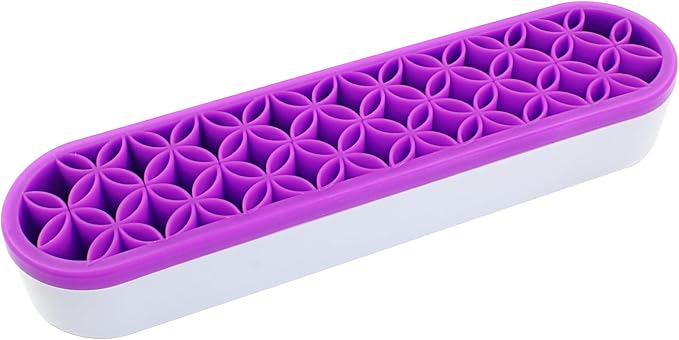 Purple Silica gel Makeup Brush Holder Box Multi-Purpose Silica gel Make Up Brush Storage Stand Rectangle Multipurpose Painting Pen Holder for Brush,Art Craft and Painting Brush