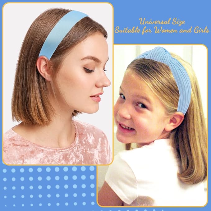 AHONEY 7 Pack Light Blue Headbands for Girls Women Headbands Trendy Non Slip Hairbands Cute Hair Accessories Multi-style Preppy Headband Pack Diademas Para Mujer