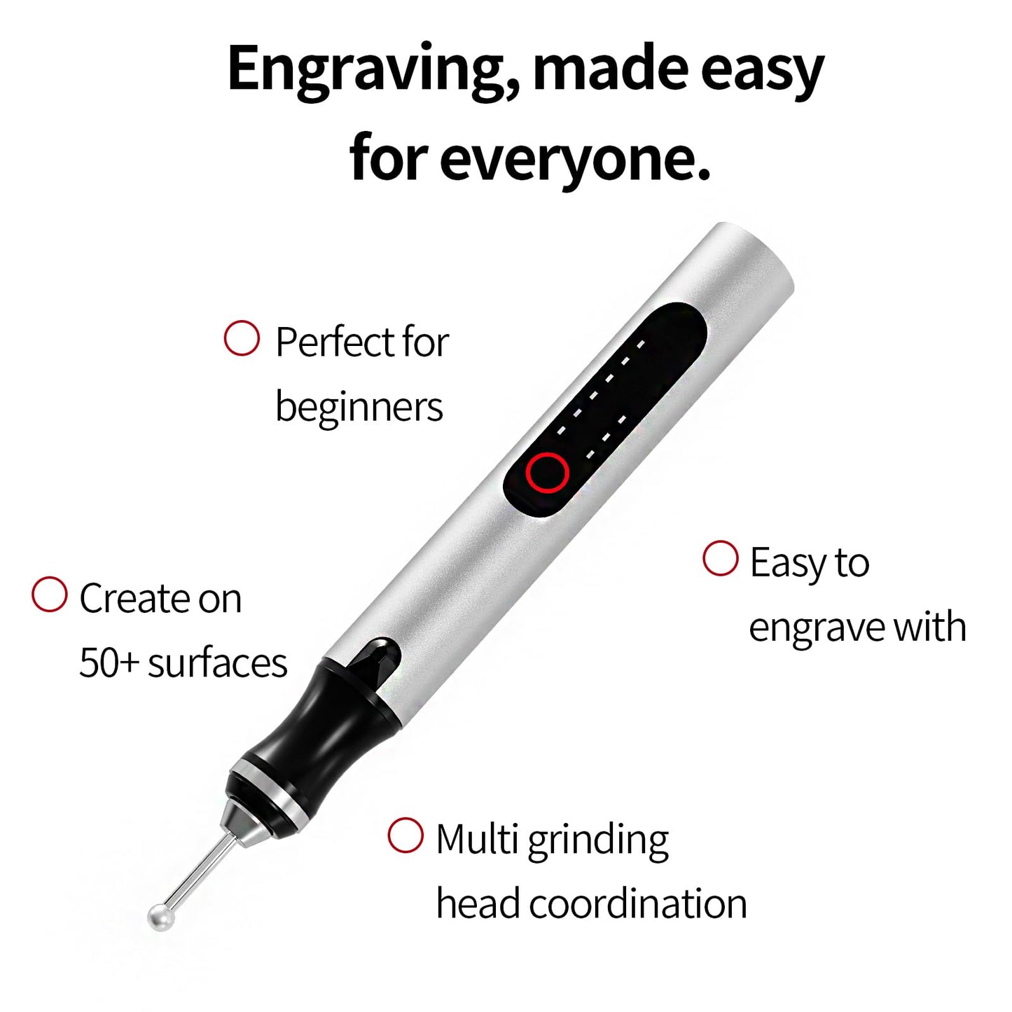 Wireless Engraving Pen Kit - Precision Tool for Artists & DIY | Engrave Jade, Wood, Metal, Polish Phone Chips | Smooth & Powerful with,engraver wood carving tool engraving machine！ (Silver + Black)