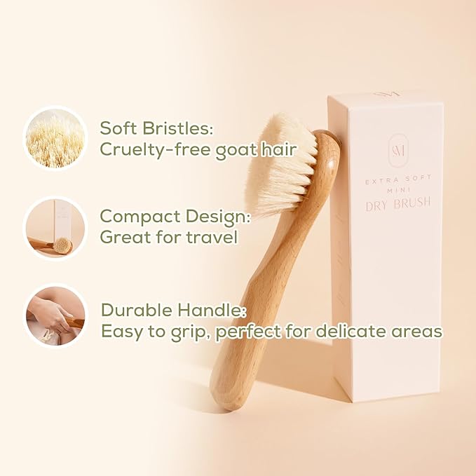CSM Lymphatic Contour Face Brush - Soft Lymphatic Face Brush for Sensitive Skin with Goat Hair Bristles for Facial Lymphatic Drainage