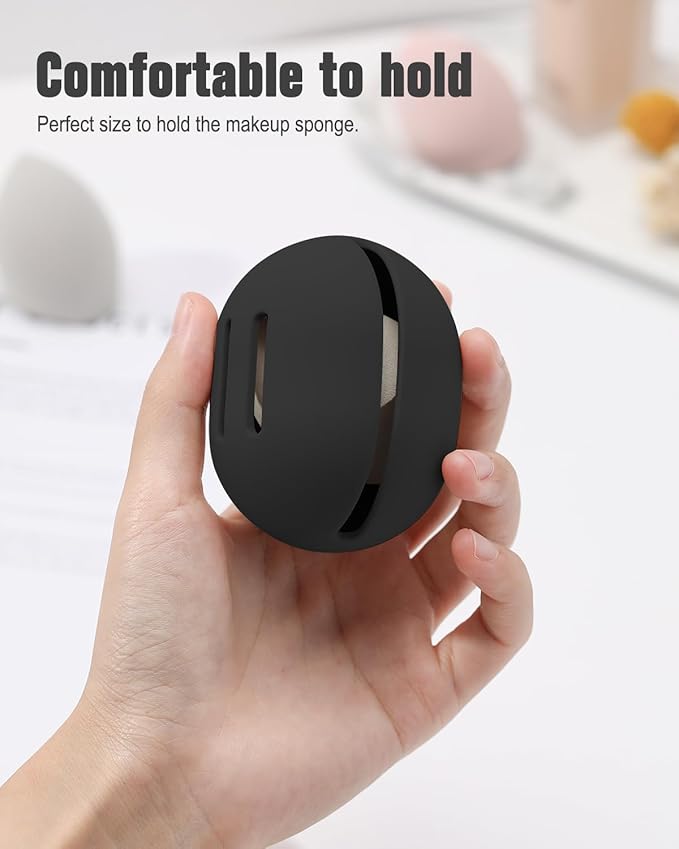 FERYES Makeup Sponge Holder with Makeup SpongeÃ¢ÂÂ Eco-Friendly Silicone Beauty Make Up Blender Case and Dry & Wet Use Foundation Sponge for Travel