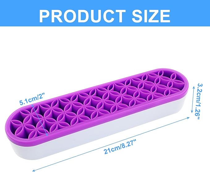 Purple Silica gel Makeup Brush Holder Box Multi-Purpose Silica gel Make Up Brush Storage Stand Rectangle Multipurpose Painting Pen Holder for Brush,Art Craft and Painting Brush