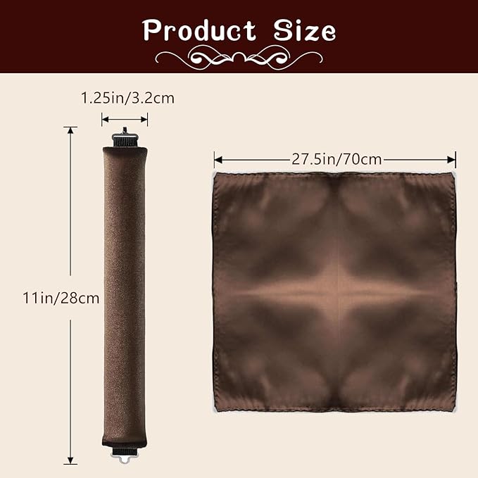 HAIOLORPRO Heatless Hair Curler Velvet, Heatless Curls Overnight Hair Curlers to Sleep in, Overnight Rods Heatless Curls for Short Long Hair All Hair Types Styling Tools-4PCS Brown
