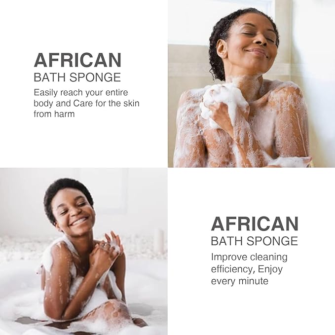 UJFQBH 2 Pieces African Bath Sponge African Net Long Net Bath Sponge Exfoliating Shower Body Scrubber Back Scrubber Skin Smoother,Great for Daily Use (Red)
