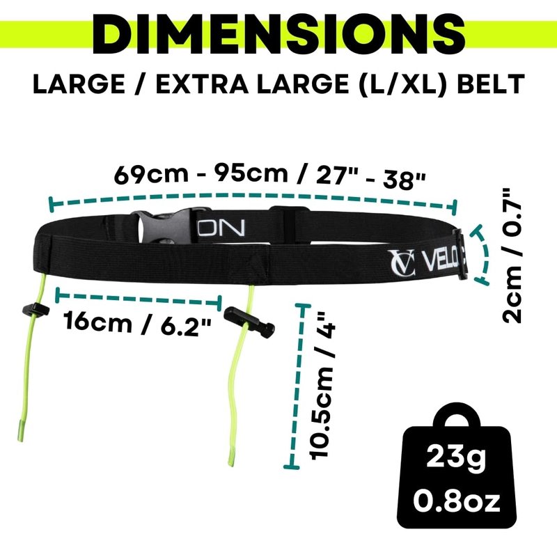 VeloChampion Lightweight Running Belt Waist Pack for Men Women - Elasticated Stretch Fit Race Number Holder - No Pins - 3 Sizes - Run. Triathlon. Cycle. Marathon. Jogging (1, Large)