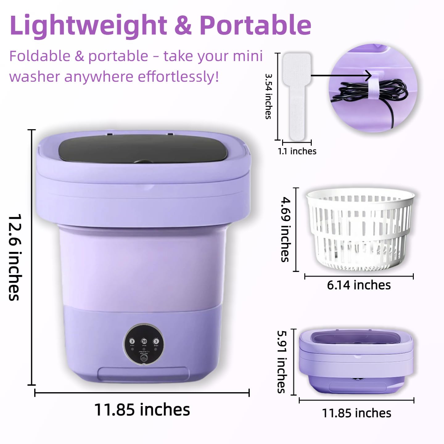 Portable Washing Machine,Mini Washer,16L Upgrade Mini Laundry Machine with Spin Basket,Deep Clean Baby Clothes,Underwear,Socks,Small Pet clothes; Ideal for RV, Dorm, Camping (Purple)