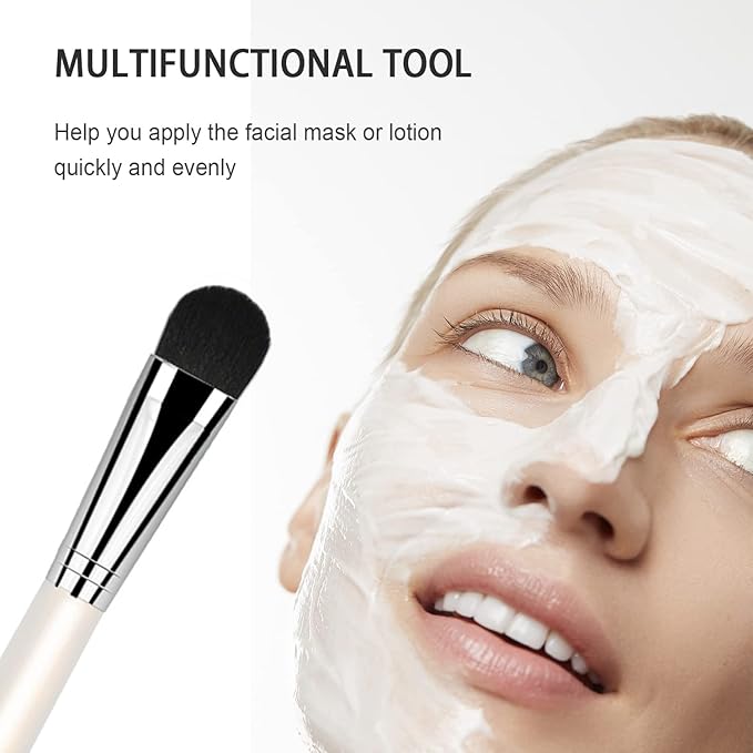 Facial Mask Application Brush, Black+White Soft Man-made Fiber Brush Head Cosmetic Tool for Body Lotion, Mud, Clay, Charcoal Mixed Mask
