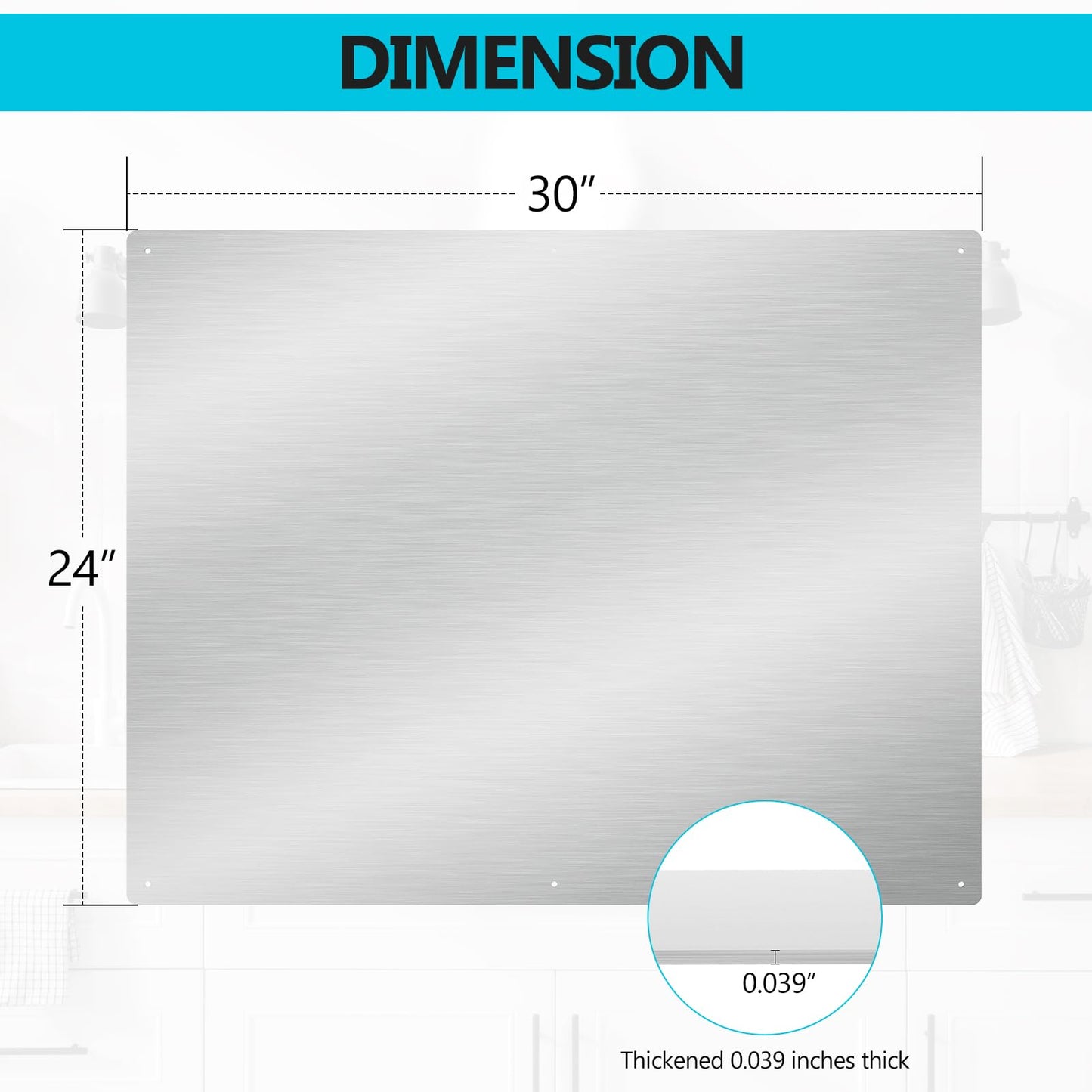 30" x 24" Thicken Heavy Range Hoods Stainless Steel Backsplash,Panel Splatter Guard for Stovetop,6 Pre Drilled Holes for Easy Installation,Keep the Walls Clean, Bright and Beautiful (30" x 24")