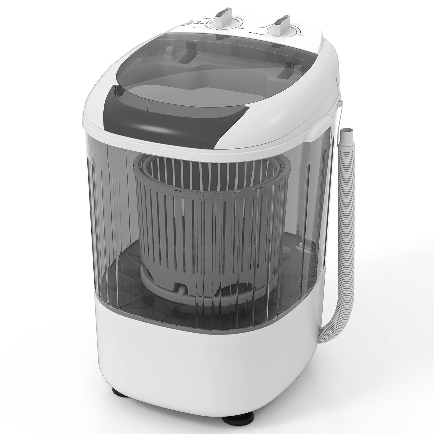 Giantex Portable Mini Washing Machine, 5.5 lbs Capacity Small Compact Laundry Washer with Spin Tub & Drain Hose, Semi-automatic Washer Machine for Apartment Dorms RV Home (Grey)