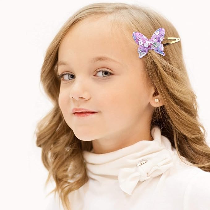 8 Pairs/16 Pack Hair Clips for Girls, Gingbiss Butterfly Metal Snap Hair Clips, Cute Girls Barrettes Heart Shaped Hair Clips Accessories for Kids