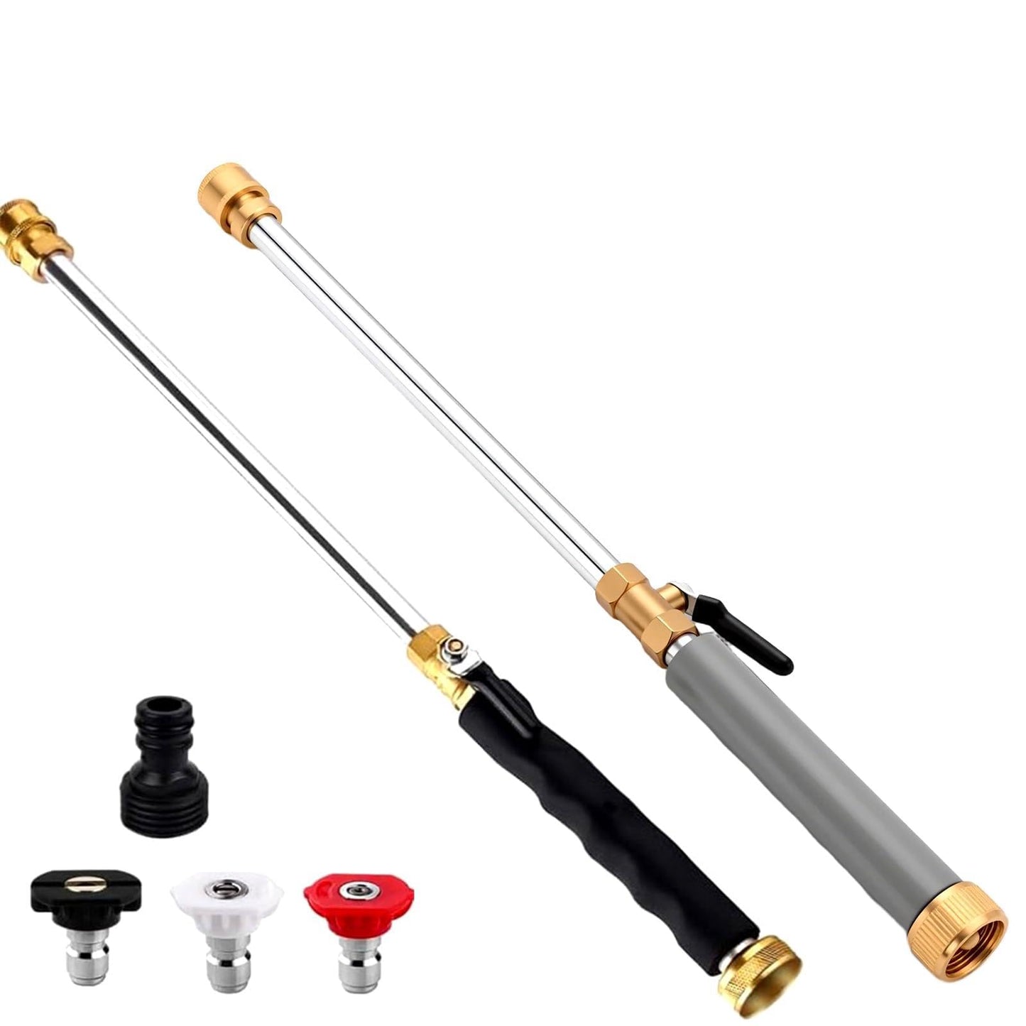 Jet Nozzle Power Washer for Garden Hose, 2026 Pressure Washer Wand with 3 Interchangeable Nozzles, Pressure Washer Nozzle for Car Washing Patio Garden Outdoor Cleaning (Black+Grey)