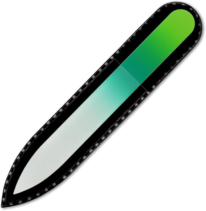 Mont Bleu Rainbow Crystal Nail File in Black Pouch - Small/Purse Size - Czech Tempered Glass - Handmade in Bohemia (Czech Republic)