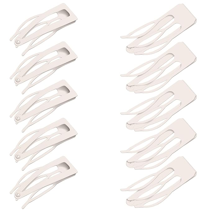 Chinco 24 Pcs Double Grip Hair Clips Metal Snap Clips Women Barrettes for Hair Making, Salon Supplies(Beige,2 Inch)