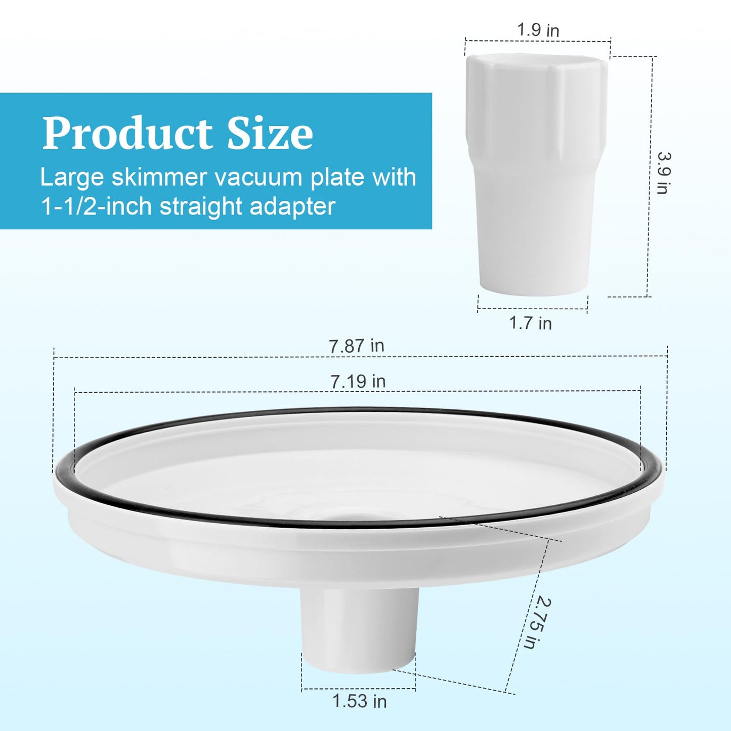 OJP SP1106 Pool Skimmer Vacuum Plate and 1-1/2 Inch Pool Spiral Wound Vacuum Hose Cuff for Hayward 1082 SP1084 SP1085 SP1075, In-Ground Pool Skimmer Basket Vac Vacuum Hose Cover Plate Replacement