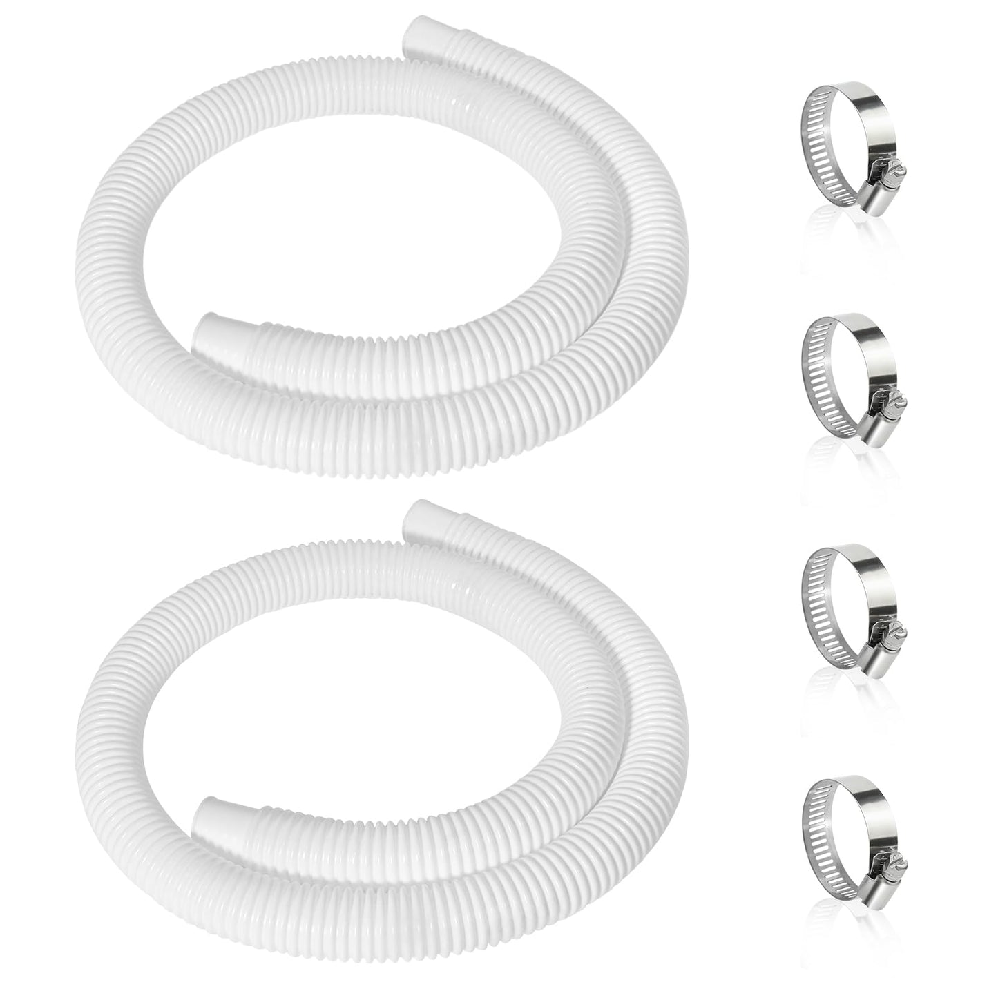 2 Pcs 1.25" Pool Hose, 59" Long Accessory Pool Pump Replacement Hoses, Compatible with All Above Ground Pool Filter Pumps that Use 1 1/4 Diameter Hoses