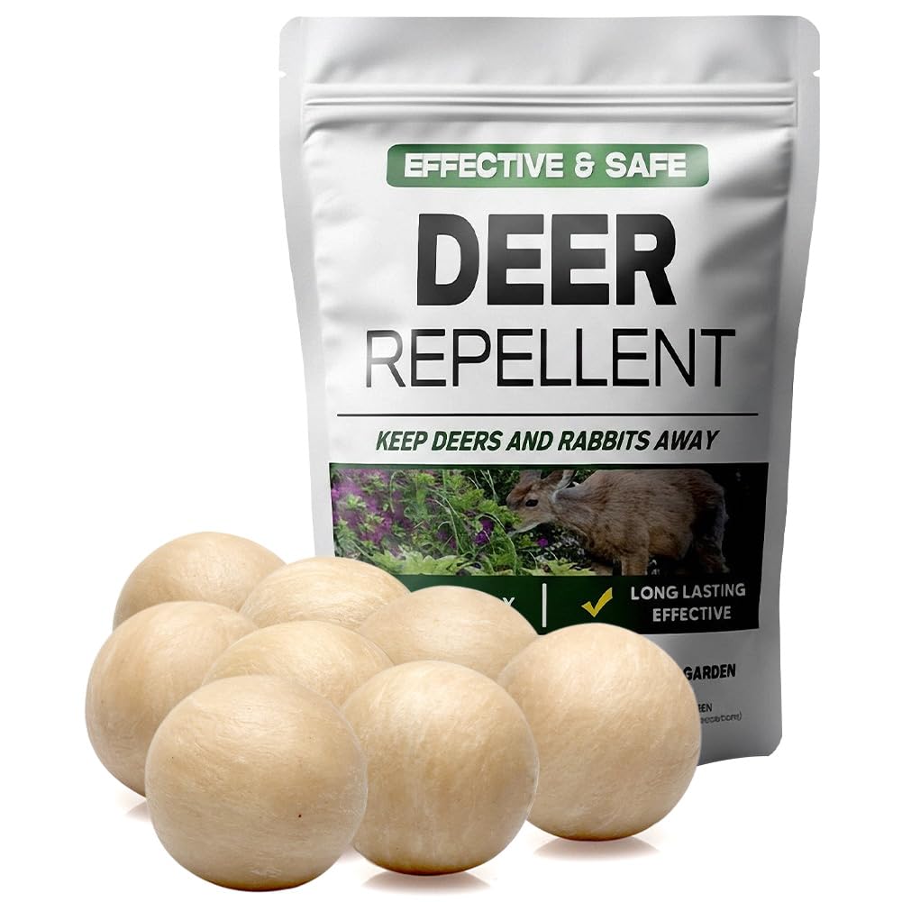 LAQDECDV Deer Repellent Outdoor, Rabbit Repellent for Garden, Deer & Rabbit Deterrent for Plants, Deers Repellant for Yard, Bunny Repellents, Keep Deer, Elk, Moose, Hares Away from Flower- 8 Pack
