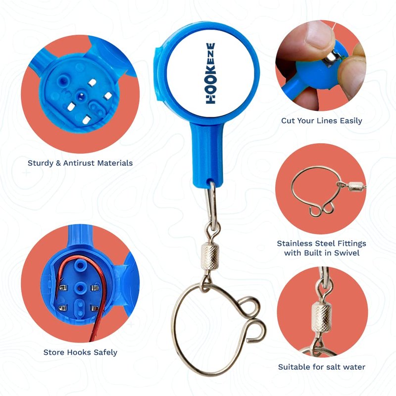 HOOK-EZE 2023 Updated Design Fishing Gear Knot Tying Tool | Pack of 2 | Protect from Fish Hooks | Tie Fishing Knots Easily | Cool Gadgets | Ice & Fly Fishing Gifts for Beginner Anglers - Purple