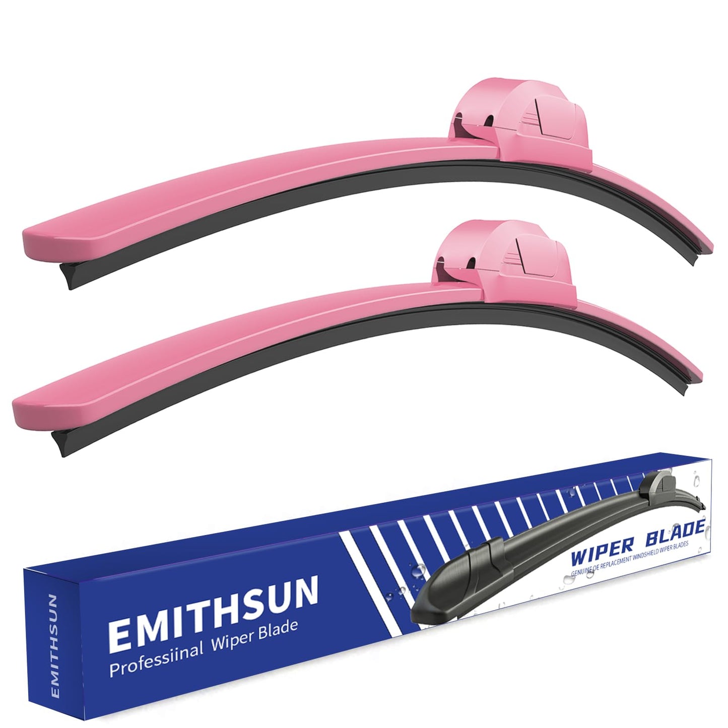 EMITHSUN OEM QUALITY 24" + 20" Premium All-Seasons Durable Stable And Quiet Pink Windshield Wiper Blades (Set of 2)