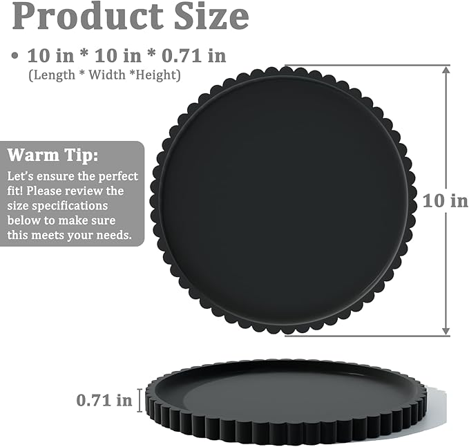 HighHerz Silicone Bathroom Countertop and Vanity Tray-10 Inch Round Silicone Bathroom Tray, Modern Bathroom Decor, Coffee Table Decor, Decorative Tray for Candle, Perfume, Plants (Black)