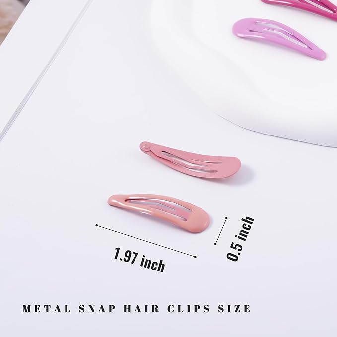 20 PCS Metal Snap Hair Clips Water Drop No Slip Barrettes for Women Bright Small Hair Clips For Thick And Thin Fine Hair,Red Pink Rose Red,1.97 x 0.5 In.