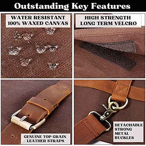 Bartender tool bag waxed canvas water resistant adjustable shoulder straps genuine leather handles 16 pockets holds 33oz bottle mobile travel design - Bag ONLY