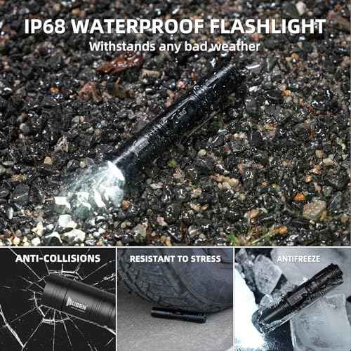 WUBEN L50 Flashlight 1200 High Lumens Tactical Flashlight Pocket Rechargeable Flashlight IP68 with 5 Mode Flash Light, LED Tail Switch Flash Light for Emergencie Camping Home Inspection Repair