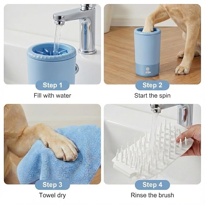 Professional Pet Paw Cleaner Cup & Electric Dog Paw Washer Waterproof – Mud-Buster Style Cleaner for Small, Medium & Large Dogs & Cats – Automatic & Manual Dog Foot Cleaner Cup for Muddy Paws (blue)