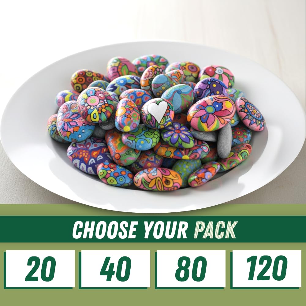 PGN 20 Large River Rocks for Painting - Stimulate Your Children’s Creativity with Our Painting Rocks for Kids - Flat and Smooth - Fun & Engaging Rock Painting with The Family - 2-4 Inches