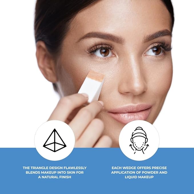 ForPro Professional Collection Beauty Wedges, Latex Free Foam Sponges, Makeup Blenders for Powder and Liquid Makeup, 100-Count