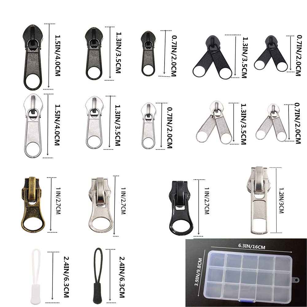 Meikeer 252-Piece Zipper Repair Kit with Replacement Zippers and Pulls, Universal Tools for Luggage, Bags, Jackets, and Outdoor Gear