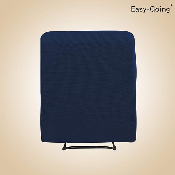 Easy-Going Recliner Stretch Sofa Slipcover Sofa Cover 4-Pieces Furniture Protector Couch Soft with Elastic Bottom Spandex Jacquard Fabric Small Checks(Recliner,Navy) Large