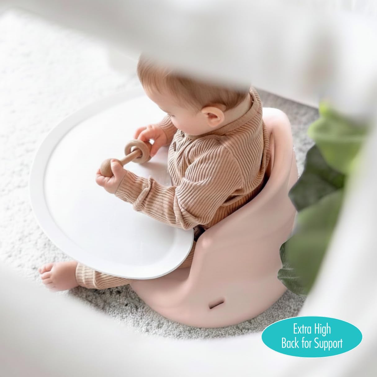 Upseat – The Original Ergonomic Baby Floor & Booster Seat with Tray, Developed with Physical Therapists for Upright Posture & Healthy Hip Development, 4–24 Months, Dishwasher-Safe Extra-Large Tray