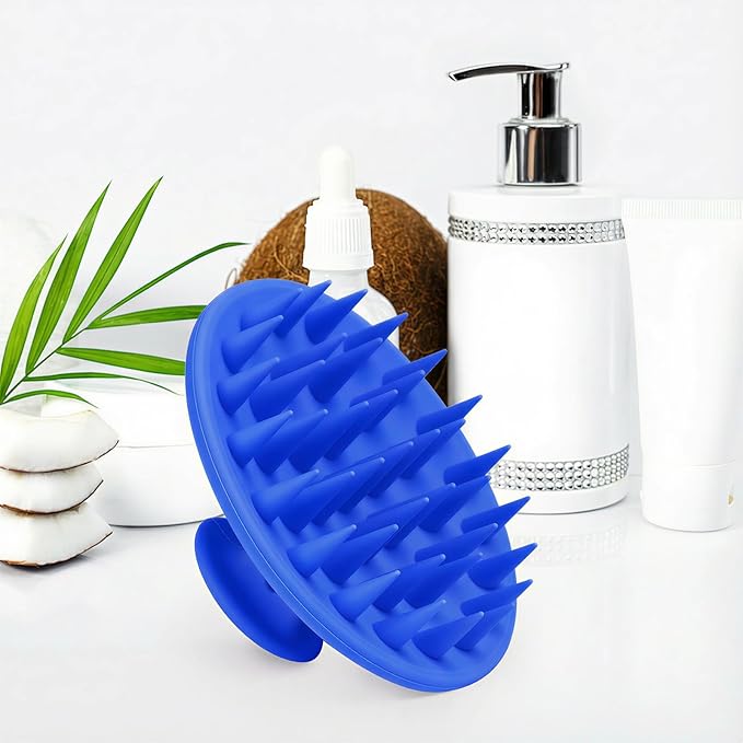 Silicone Scalp Massager Shampoo Brush, Scalp Brush for Hair Growth & Dandruff Removal, Hair Scrubber Scalp Stimulator Exfoliator Brush with Soft Bristles for Wet Dry Scalp Care (Ocean Blue)