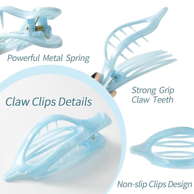 6 Packs Flat Claw Clips for Women, French Concord Flat Hair Clip, Matte Hair Claws Clip for Thin Thick Hair, Lay Down Claws Clips, Durable Strong Hold Hair Clip (Colorful)