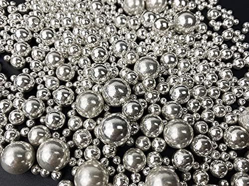 Edible Pearl Sugar Sprinkles Silver Candy 120g/ 4.2oz Mixing Size Baking Cake Decorations Cupcake Toppers Cookie Decorating Ice Cream Toppings Celebrations Shaker Jar Wedding Shower Party Chirstmas