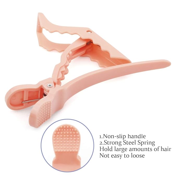 GLAMFIELDS 12 pcs Alligator Hair Clips for Styling Sectioning, Non-slip Grip Clips for Hair Cutting, Durable Women Professional Plastic Salon Hairclip with Wide Teeth & Double-Hinged Design