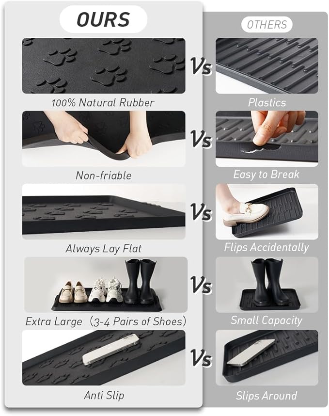 Paw Pattern Boot Tray for Entryway Waterproof Rubber Mats for Dogs Multipurpose Shoe Mat Tray for Entryway Indoor Outdoor Multi Use Catch All Trays Shoe Storage 16x27.5 Inches