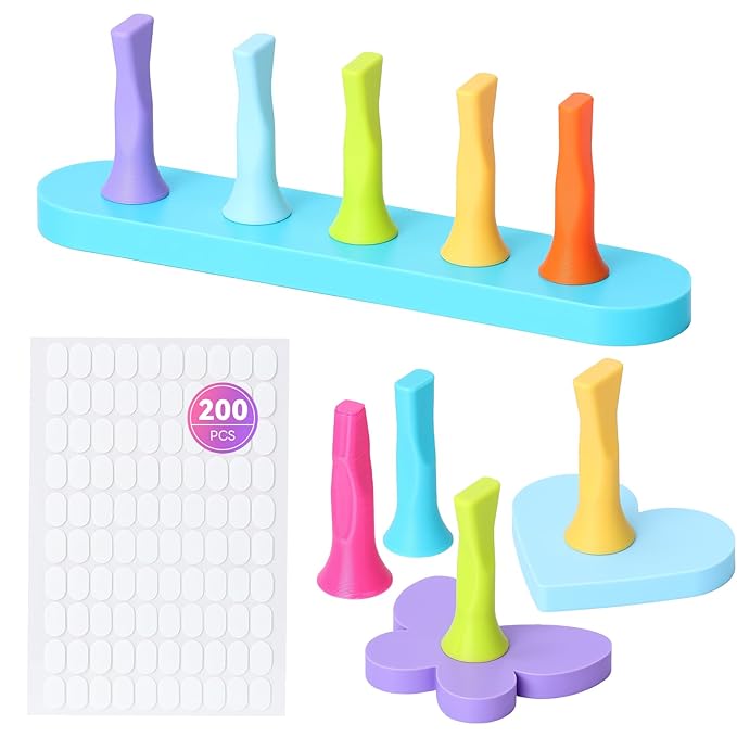 SAVILAND Nail Stand for Press Ons: Cat Eye Magnetic for Nail 3 Set Strong Magnetic Nail Holder for Painting Nails Acrylic Nail Stand 200 Double-Sided Tapes Fake Nail Holder for Practice False Nail DIY