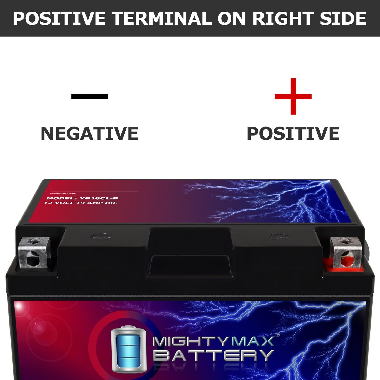 Mighty Max Battery YB16CL-B -12 Volt 19 AH, 250 CCA, Rechargeable Maintenance Free SLA AGM Motorcycle Battery
