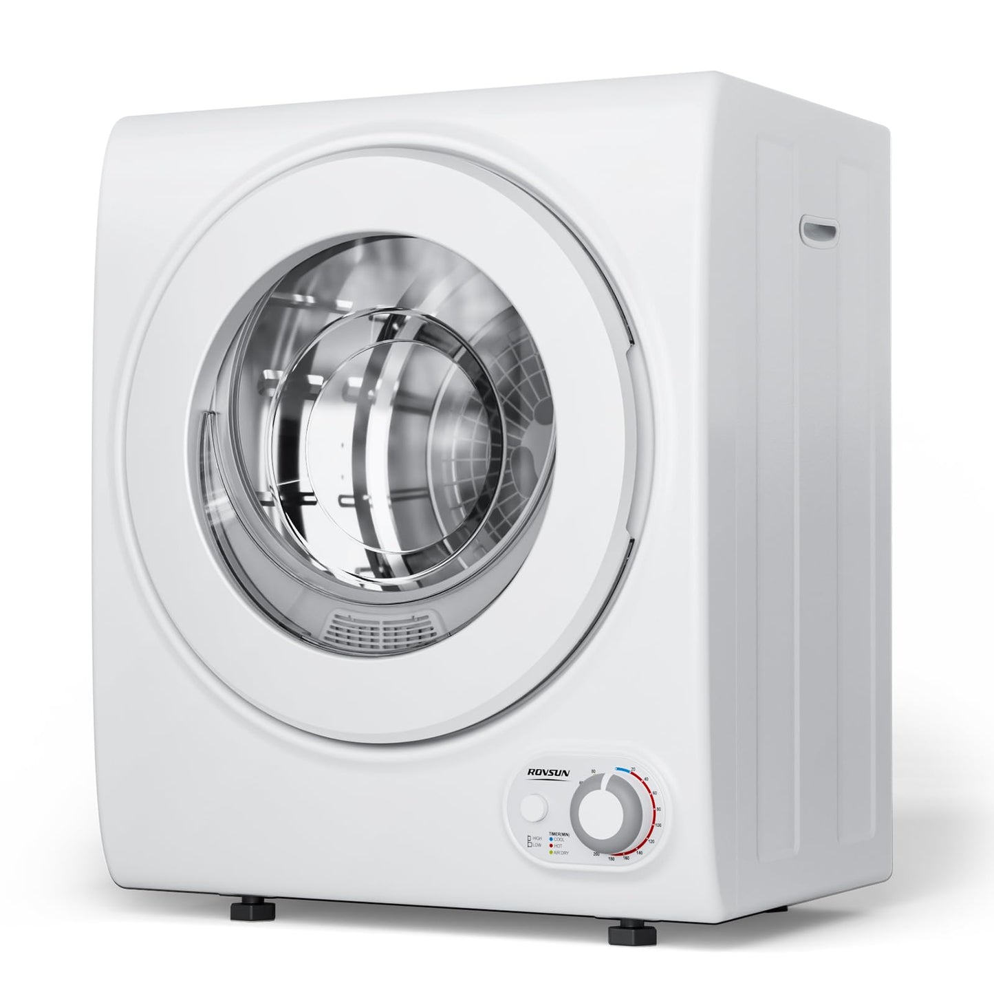 ROVSUN 110V Portable Clothes Dryer, High End Laundry Front Load Tumble Dryer Machine with Stainless Steel Tub & Simple Control Knob for Apartment, Dorm-850W, White