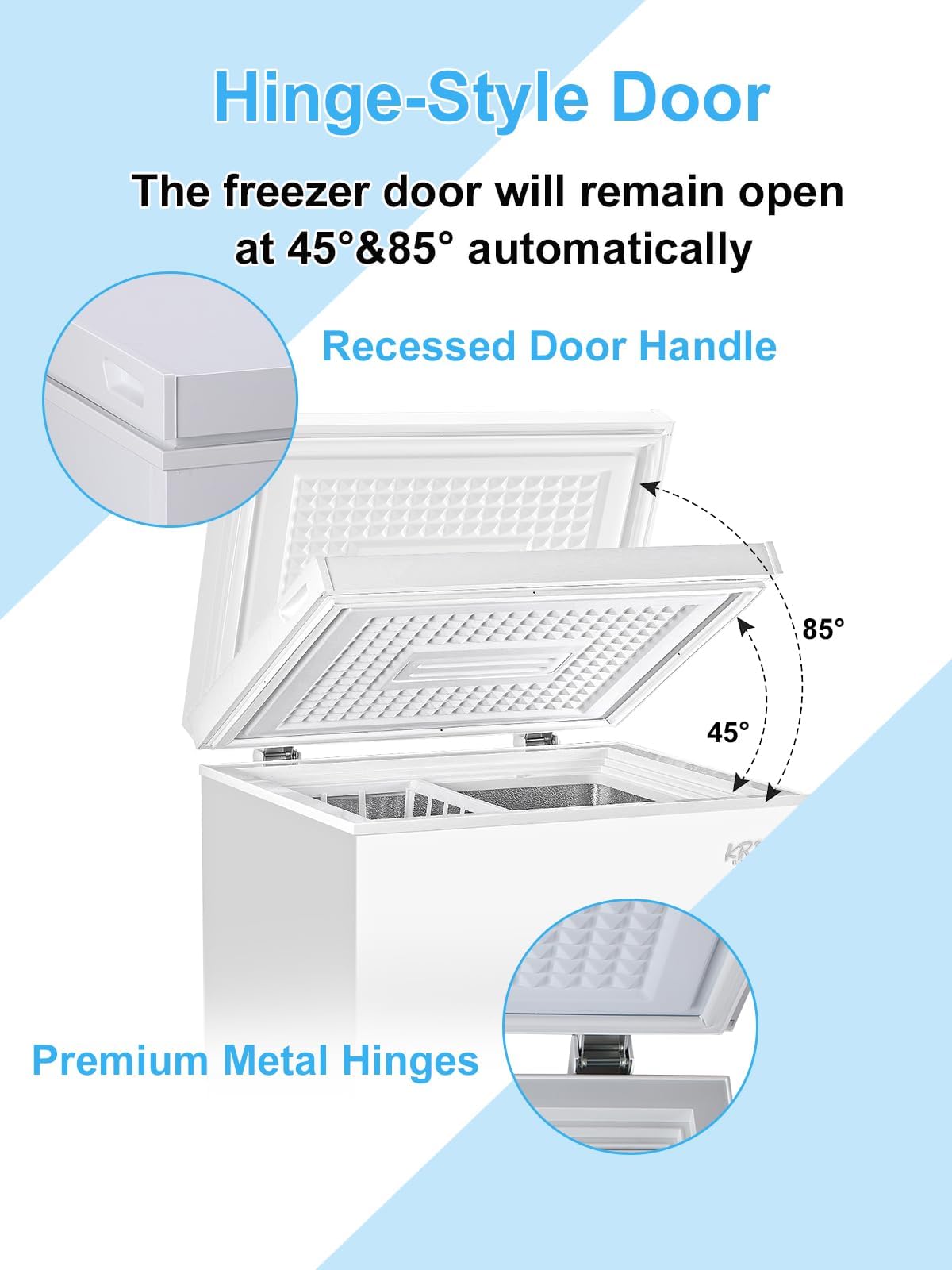 Chest Freezer 5.0 cu.ft Mini Adjustable 7 Thermostat Compact Deep Freezer Top Door Low Noise with Removable Basket Black