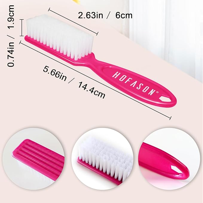 HOFASON 6 Pack Nail Brush for Cleaning Fingernails, Nail Brush Handle Grip Brush for Nail and Toenail Foot, Nail Dust Brush Manicure Pedicure Tools Scrubbing Brush Women Men Home Salon (Bright Colors)