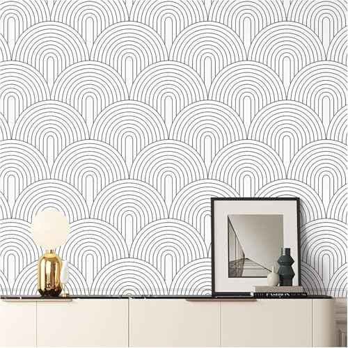 Floralplus Peel and Stick Modern Wallpaper Black Contact Paper for Shelf Liner Kitchen Renter Friendly Wallpaper for Bathroom Vinyl Textured Contact Paper for Home Decor 17.7 x 118 in