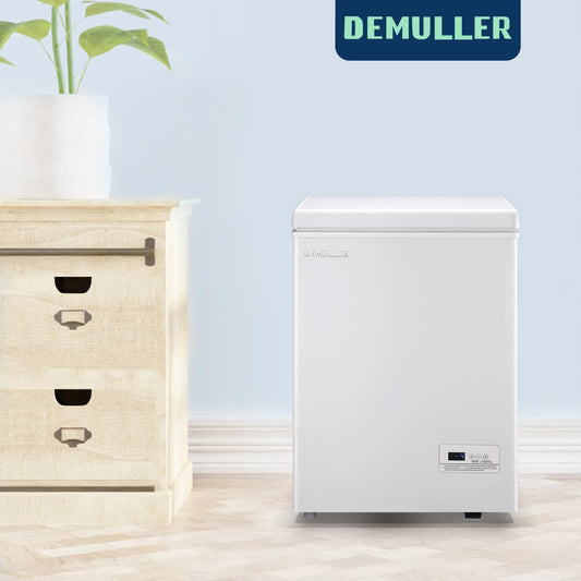 DEMULLER Chest Freezer with 2 Removable Baskets 3.5 Cu.ft Compact Freezers with Electronic Thermostat (50 ℉ to -12 ℉), Stay-Open Lid, Manual Defrost, Kitchen Office Apartment, White