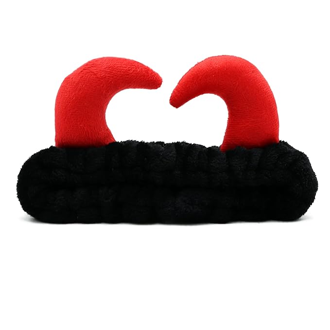 Devil Horn Facial Spa Headband - Cosmetic Makeup & Skincare Headband for Washing Face & Makeup (Black)