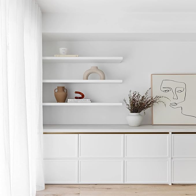 QEEIG Floating Shelves for Wall 47.2" Extra Long - Wall Mounted Shelf Bathroom Kitchen Living Room Bedroom Farmhouse Home Decor Display Bookshelf Large 47.2 x 9.3 inch Set of 2, White (008-120W)